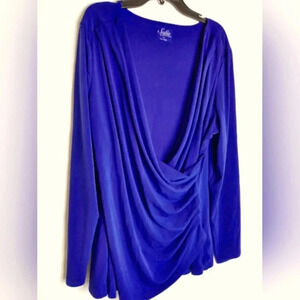 Royal Blue Women's Blouse Long Sleeve Ladies Top Size XL